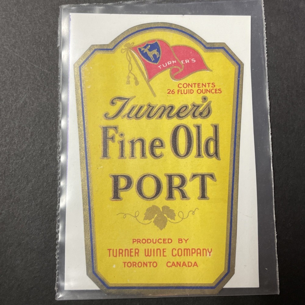 Vintage 1930s Turner&rsquo;s Fine Old Port UNUSED Paper Label Toronto Q2033