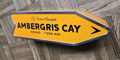 VEUVE Clicquot Champagne Ambergris Cay Arrow Tin LIMITED EDITION Box Orange