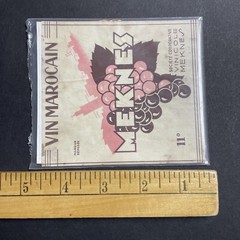 Vintage 1920s Vin Marocain Meknes UNUSED Paper Label Morocco Q1956