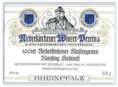 1970&rsquo;s-80&rsquo;s Rheinpfalz Niederkirchener Winzer German Wine Label Original S18E