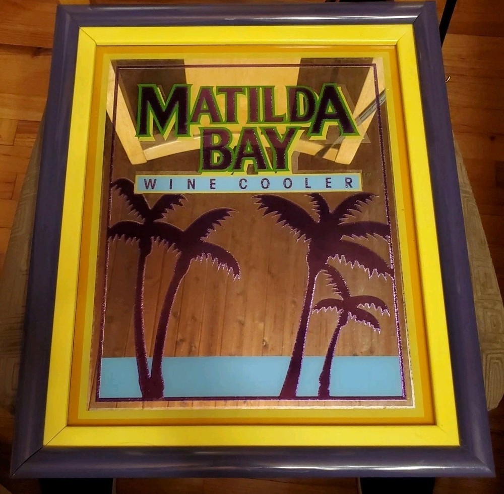 Vintage 1980&rsquo;s Matilda Bay Wine Cooler 16×19&Prime; Framed Mirror Sign Tiki Bar Lounge
