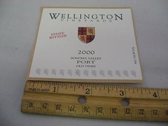 2000 Wellington Vineyards Port Wine Label Sonoma Valley Old Vines Estate