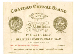 Chateau Cheval Blanc Wine Label 1959 France French Grand Cru Classe