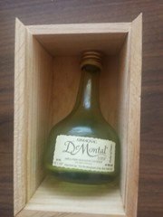 De Montal Armagnac Small Wooden Box & Bottle – Box is 4-14&Prime; x 2-1/2&Prime; x 2-1/2&Prime;