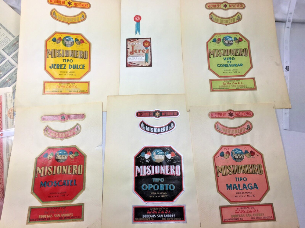 MEXICO: ca. 35 original Sherry Labels, large variety, some duplicates.