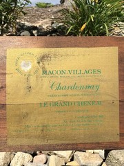 Vintage Wood French Wine Bordeaux Chardonnay Vineyard Cellar Advertising Sign