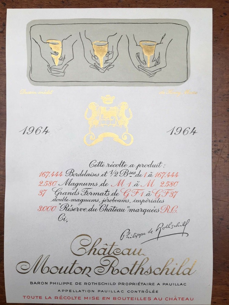 The 1964 Chateau Mouton Rothschild (Specimen) – Label By: Henry Moore