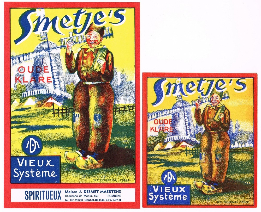 ORIGINAL C1930S LIQUOR BOTTLE LABEL DUTCH WINDMILL VINTAGE 2 DIFFERENT SIZES