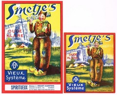 ORIGINAL C1930S LIQUOR BOTTLE LABEL DUTCH WINDMILL VINTAGE 2 DIFFERENT SIZES