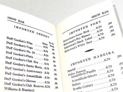 VTG mid century SHOW BAR wine list BOSTON MA huntington avenue