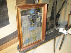 B & G BARTON & GUESTIER « Fine Wines of Rhone » WOOD FRAMED MIRROR SIGN 20×15&Prime;