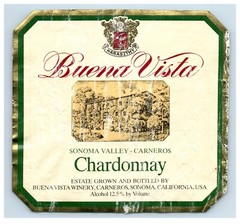 1970&rsquo;s-80&rsquo;s Buena Vista Chardonnay Californian Wine Label Original S51E
