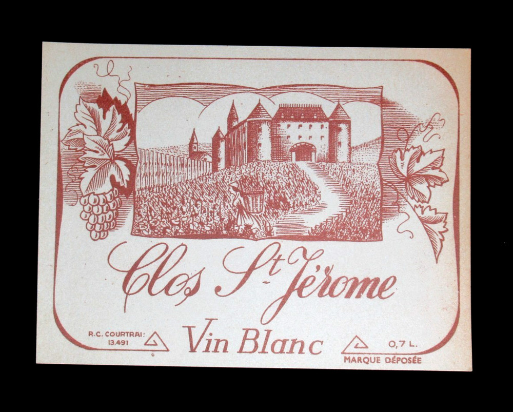 Vintage Wine Label Clos St Jerome Vin Blanc France