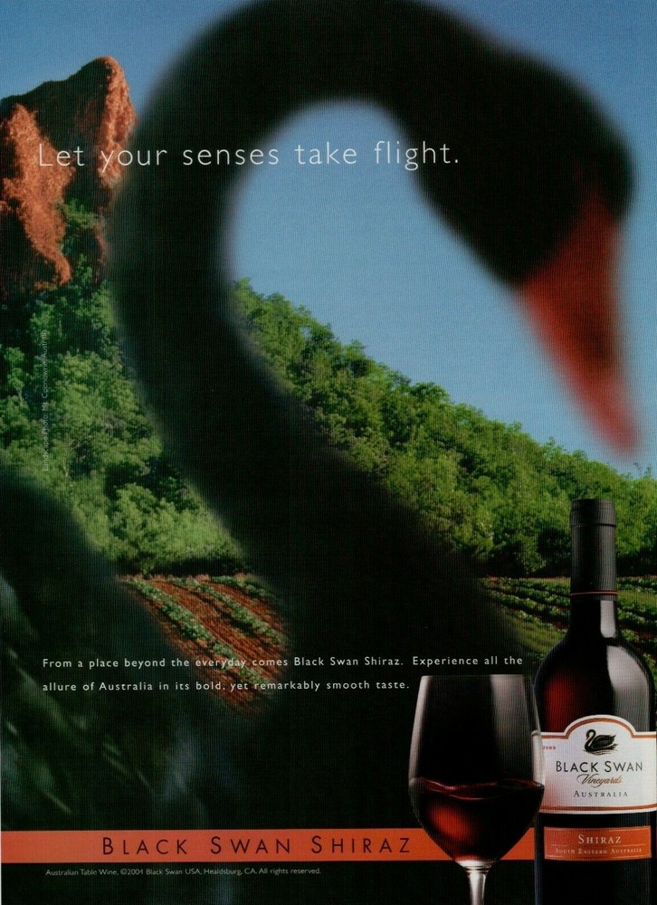 2004 Black Swan Shiraz Wine Vineyards Silhouette Australia Vintage Print Ad