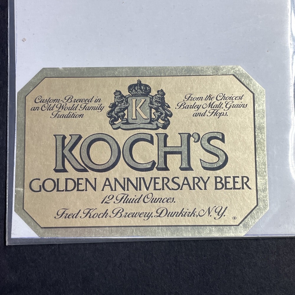 Vintage 1950s Koch&rsquo;s Golden Anniversary UNUSED Paper Label Dunkirk NY Q1910