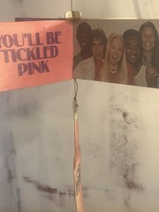 70’S BOONE’S FARM “TICKLED PINK” TICKLE PINK FRUIT WINE 40”+DANGLER WINE SIGN