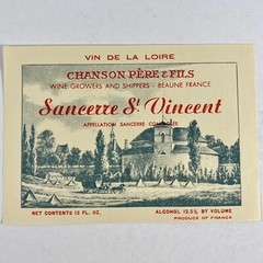 Sancerre St Vincent Chanson Pere & Fils Vintage 1960’s Beaune France Wine Label