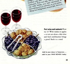 1945 Wine Advisory Board Print Ad Food Advertising Fish Steak White Wine Vintage