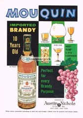 1960 MOUQUIN 10 Year Old Brandy Grapes Art Vintage Print Ad