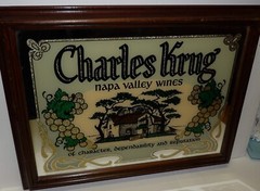 Vintage CHARLES KRUG Napa Valley Wines Advertising Bar Mirror Wall Hanging 18×14