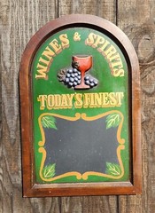 Vtg Large Wine & Spirits Message Board Chalk Menu Board Sign 3D 24 X 16&Prime; Pub Bar