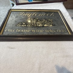 Vintage 1986 Inglenook Winery Wooden Framed Smoked Mirror Bar Sign 19”X15”