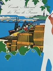 Vintage Authentic French Wine Poster Bordeaux France Travel Vineyards 1970s Map