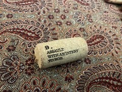 19 Crimes Collectible Wine Cork #9 Assault with an Intent to Rob Cork 9