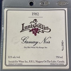 Vintage 1982 Inniskillin Winery Gamay Noir Wine UNUSED Paper Label Niagara Q90