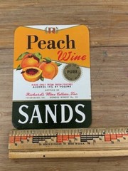 Wine Bottle Label Sands Richards Peach Flavor Vintage Original 1940&rsquo;s NOS
