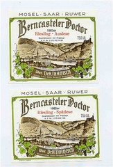 2 Berncastekler Doctor Wine Labels 1983 Riesling Auslese 1982 Riesling Spatlese