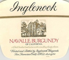 Inglenook Navalle Burgundy San Francisco CA 1970s 1980s Vtg Wine Label