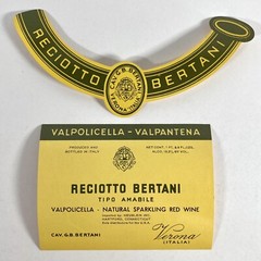 Reciotto Bertani Tipo Amabile Vintage Valpolicella Italy Paper Wine Label Unused