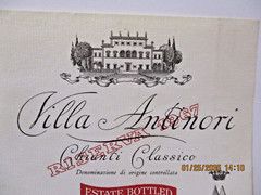 1967 Wine Bottle Label Italy Villa Antinori Chianti Classico Reserve