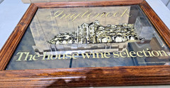 Vtg INGLENOOK Winery 1986 Wooden Framed Smoky Glass Mirror Bar Wall Sign 19X15”