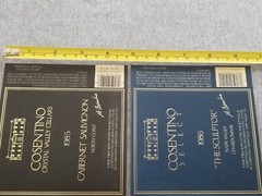 2 Vtg Cosentino Cellars Wine Bottle Paper Labels Cabernet Chardonnay California
