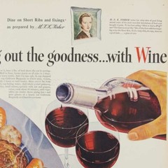1945 California Red Wine Burgundy Claret Dinner Food photo art decor print ad