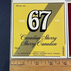 Vintage 1967 Brights Winery 67 Canadian Sherry Wine UNUSED Paper Label Q139