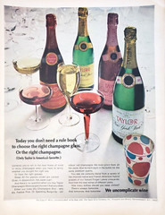 PRINT AD Taylor New York State Wine Champagne 1968 10.5×13 Bottles Glasses