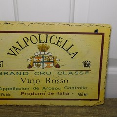 Valpolicella Vino Rosso Red Wine 1896 Italy 12&Prime; x 8&Prime; Slate Sign Bar Advertising