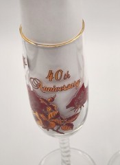 Vintage Banawe Canada 40th Anniversary Champagne/ Wine Glass Flute Rare Red Rose
