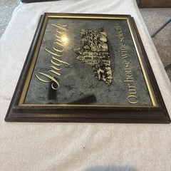 Vintage 1986 Inglenook Winery Wooden Framed Smoked Mirror Bar Sign 19”X15”