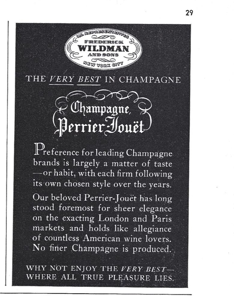 Perrier Jouet Champagne AD 1950s Vintage Print Ad