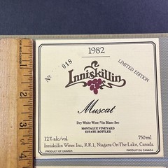Vintage 1982 Inniskillin Winery Muscat Wine UNUSED Paper Label Niagara Q92