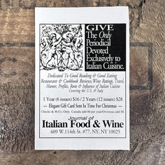Journal Of Italian Food Wine Vintage Print Ad NYC Culinary Advert