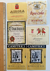 Vintage 6 Italian WINE LABELS Vino ITALY Sicily AURORA Rosso Corleo CAMITRICI