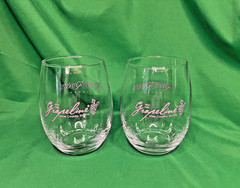 (2) Robert Renzoni Vineyards Pink Stemless Wine Glass Souvenirs