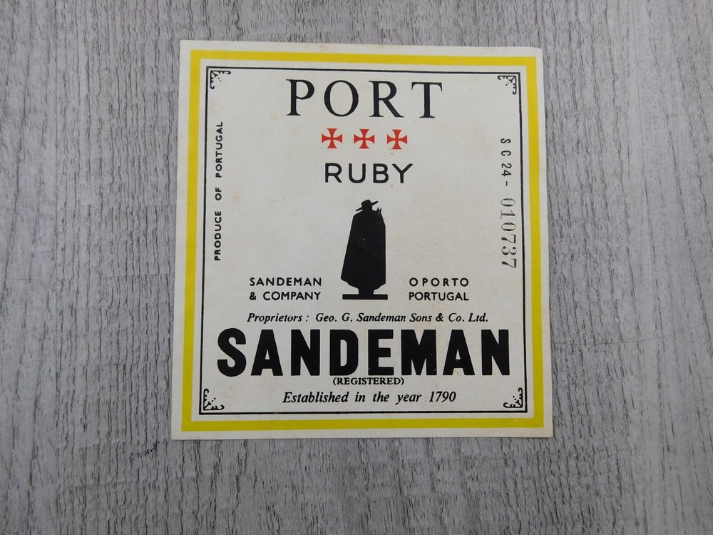 Port Ruby Sandeman Sons & Co Portugal Vintage Label Winery Breweriana