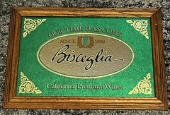 Bisceglia Wine Mirror Bar Sign – California Premium Wines – Wood Frame