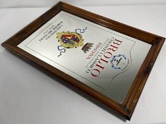 VINTAGE BROLIO CHIANTI CLASSICO WOOD FRAME MIRROR WINE BAR SIGN DECOR